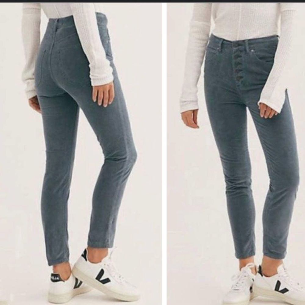 We The Free Corduroy Blue Button Fly Pants High Rise